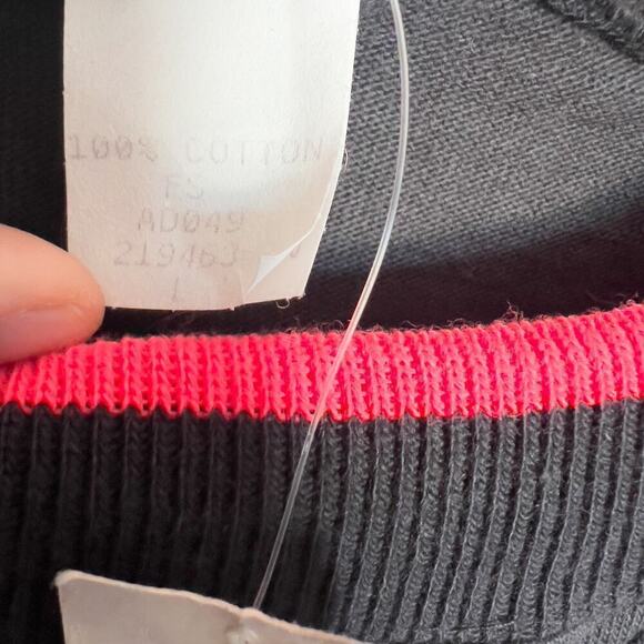 Vintage NWT Adidas Sweatshirt Mens Large Black Neon Embroidered 90's Deadstock - Picture 4 of 8